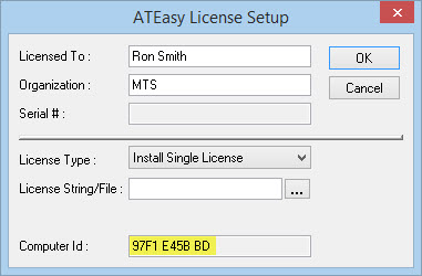 ATEasy License Setup Dialog